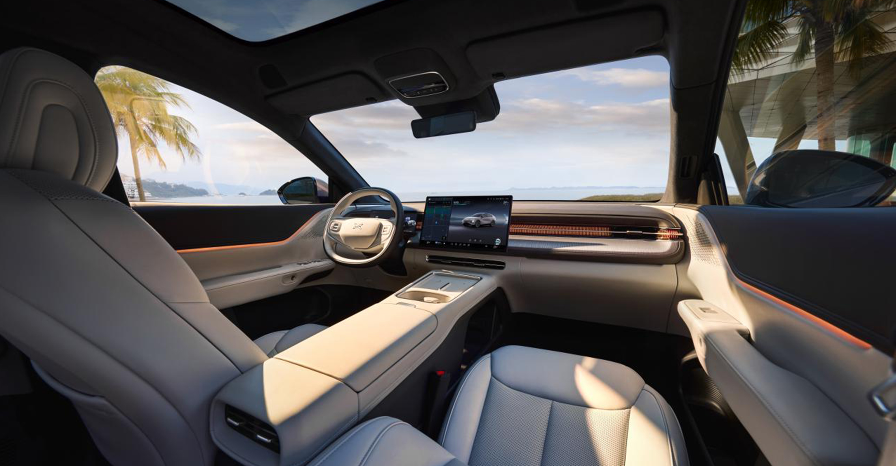 Interior depan XPENG G6 Pro dengan kenyamanan kelas satu